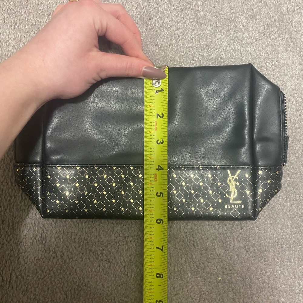 Yves Saint Laurent Beauté Luxury Makeup Toiletry Pouch Black Gold Star Geometric - Picture 4 of 8